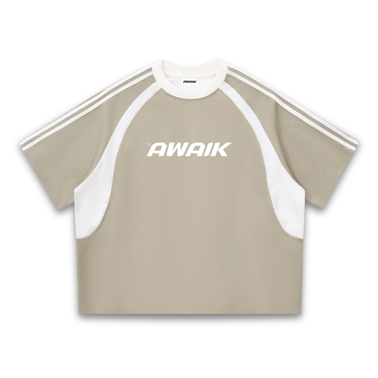 VERTEX CONTRAST STRIPED MESH TEE