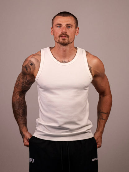 WHITE HEAVYWEIGHT RIBBED TANK