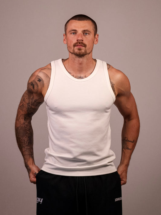 WHITE HEAVYWEIGHT RIBBED TANK