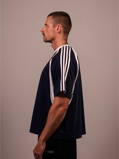 NAVY VERTEX 'PUMP COVER' MESH TEE