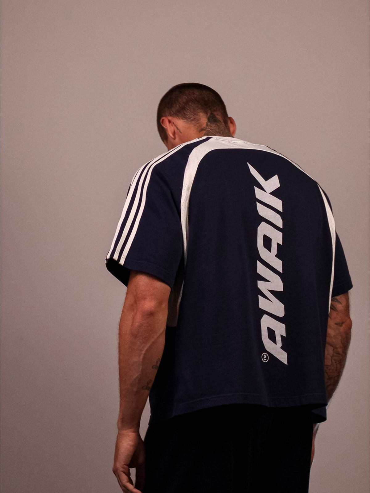 NAVY VERTEX 'PUMP COVER' MESH TEE