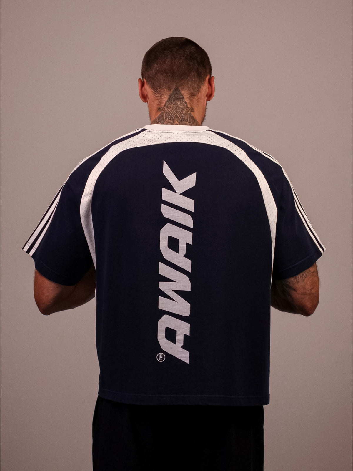 NAVY VERTEX 'PUMP COVER' MESH TEE