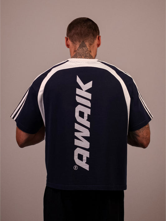 NAVY VERTEX 'PUMP COVER' MESH TEE