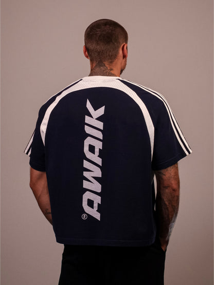 NAVY VERTEX 'PUMP COVER' MESH TEE