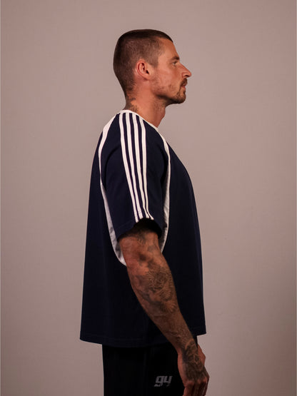 NAVY VERTEX 'PUMP COVER' MESH TEE