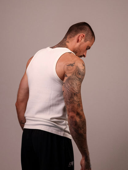 WHITE HEAVYWEIGHT RIBBED TANK