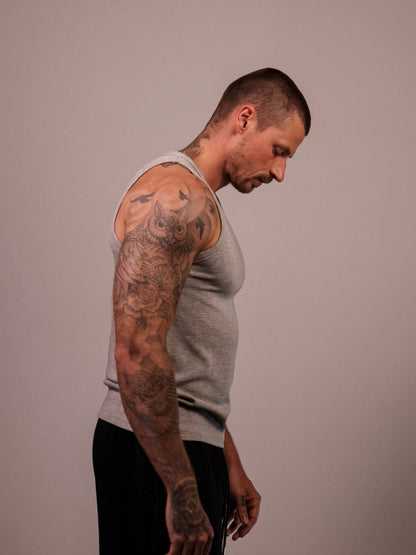 LIGHT GREY HEAVYWEIGHT RIBBED TANK