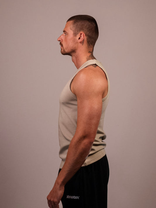 KHAKI HEAVYWEIGHT RIBBED TANK