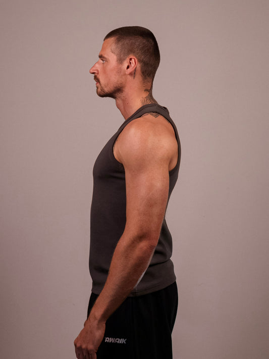 DARK GREY HEAVYWEIGHT RIBBED TANK