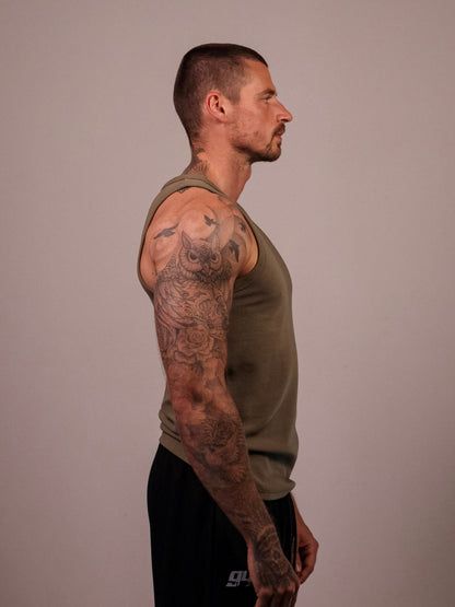 GREEN HEAVYWEIGHT RIBBED TANK