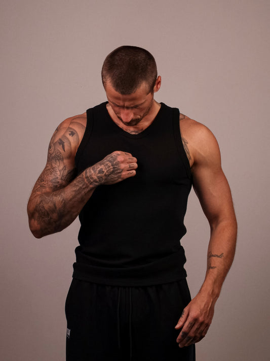 BLACK HEAVYWEIGHT RIBBED TANK