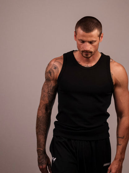 BLACK HEAVYWEIGHT RIBBED TANK
