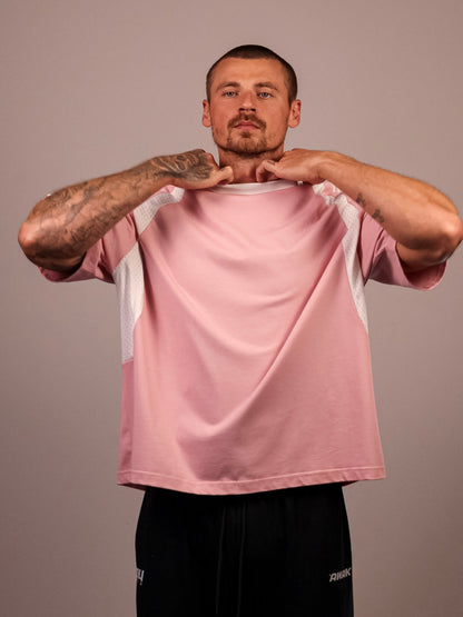 PINK VERTEX 'PUMP COVER' MESH TEE