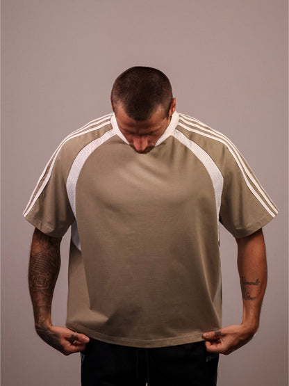 KHAKI VERTEX 'PUMP COVER' MESH TEE