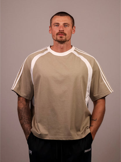 KHAKI VERTEX 'PUMP COVER' MESH TEE