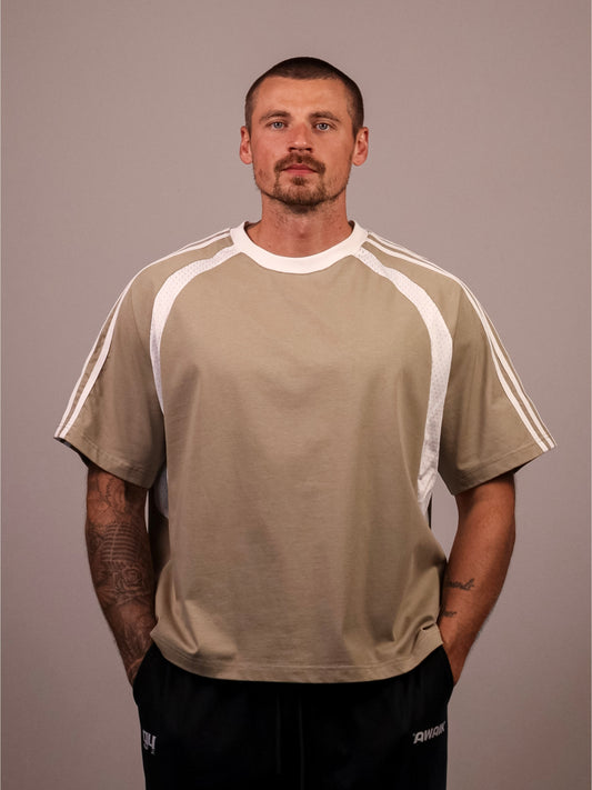 KHAKI VERTEX 'PUMP COVER' MESH TEE