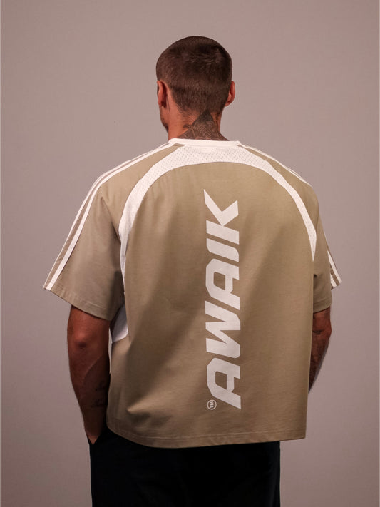 KHAKI VERTEX 'PUMP COVER' MESH TEE