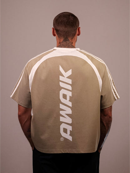 KHAKI VERTEX 'PUMP COVER' MESH TEE