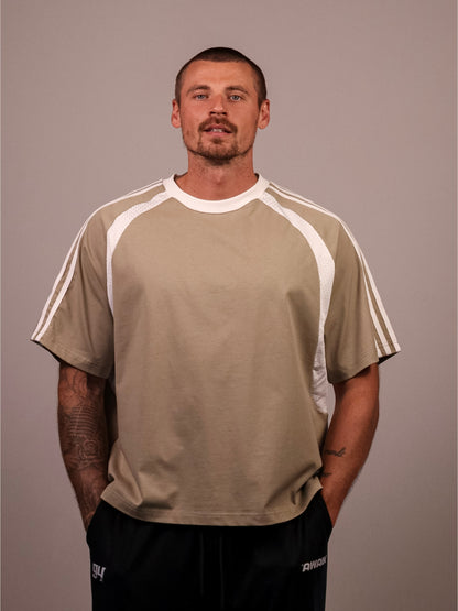KHAKI VERTEX 'PUMP COVER' MESH TEE
