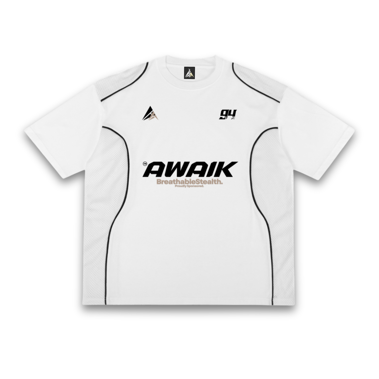 VERTEX PIPED PANEL MESH TEE