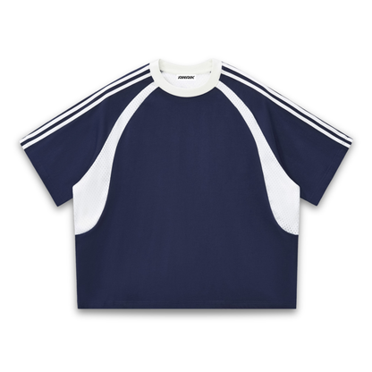 VERTEX CONTRAST STRIPED MESH TEE