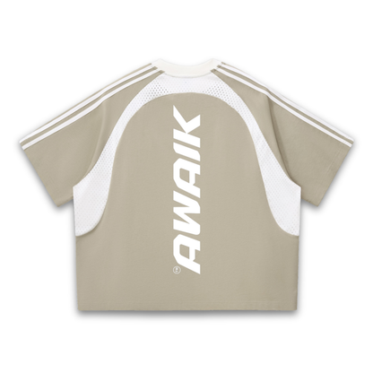VERTEX CONTRAST STRIPED MESH TEE