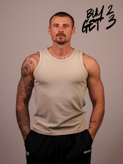 KHAKI HEAVYWEIGHT RIBBED TANK