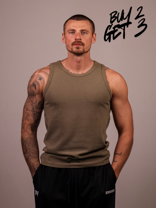GREEN HEAVYWEIGHT RIBBED TANK