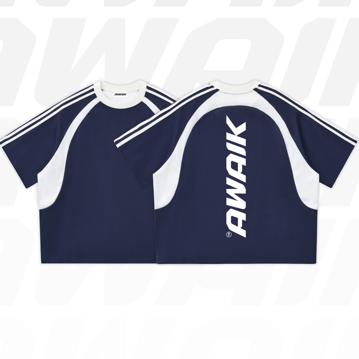 VERTEX CONTRAST STRIPED MESH TEE