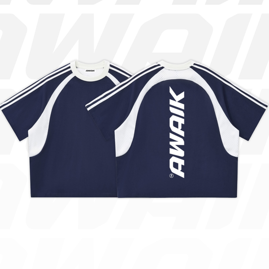 VERTEX CONTRAST STRIPED MESH TEE