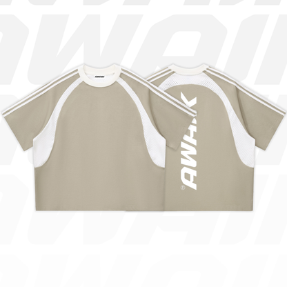 VERTEX CONTRAST STRIPED MESH TEE