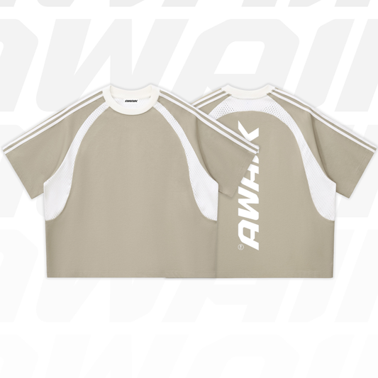 VERTEX CONTRAST STRIPED MESH TEE