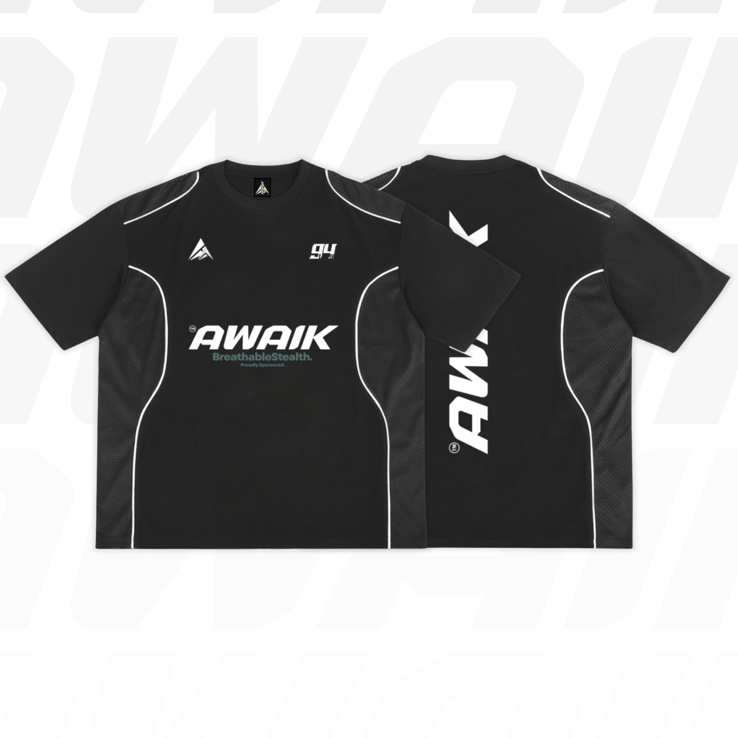 VERTEX PIPED PANEL MESH TEE