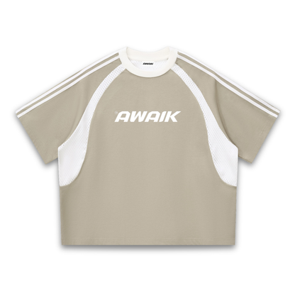 VERTEX CONTRAST STRIPED MESH TEE