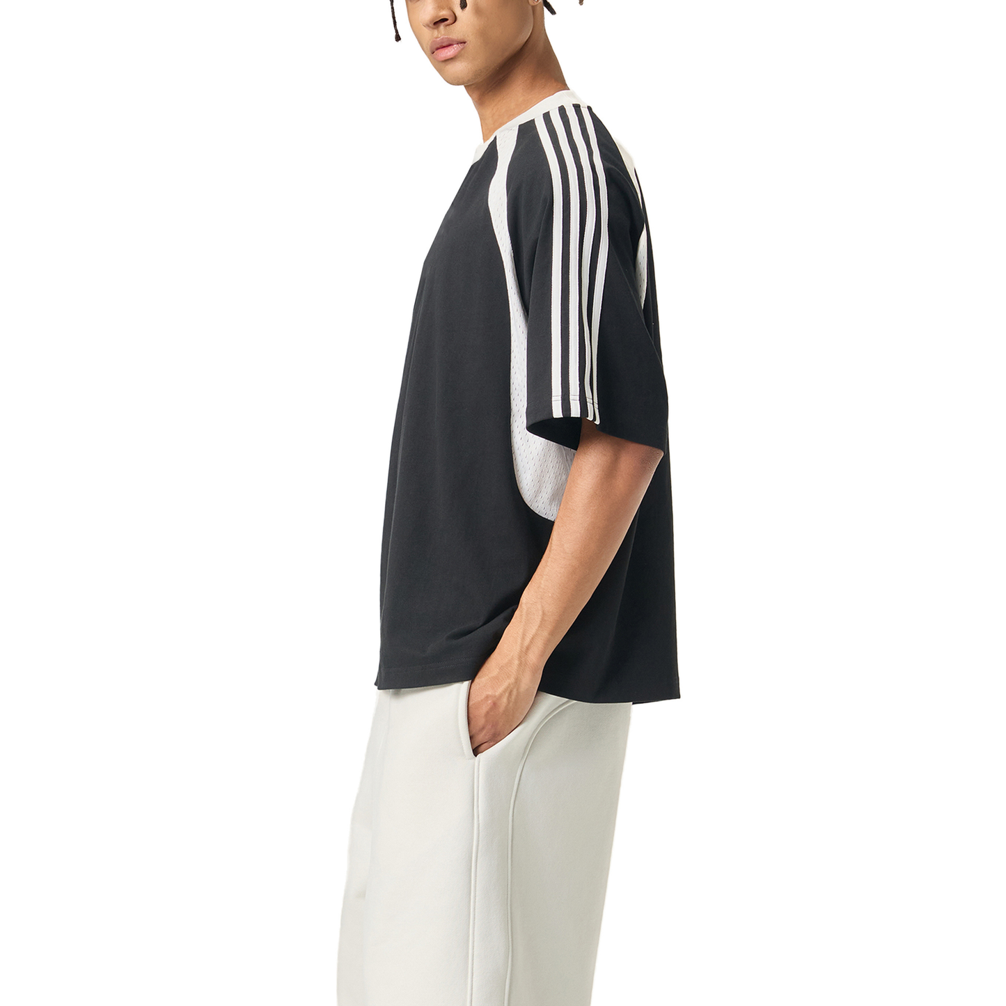 VERTEX CONTRAST STRIPED MESH TEE