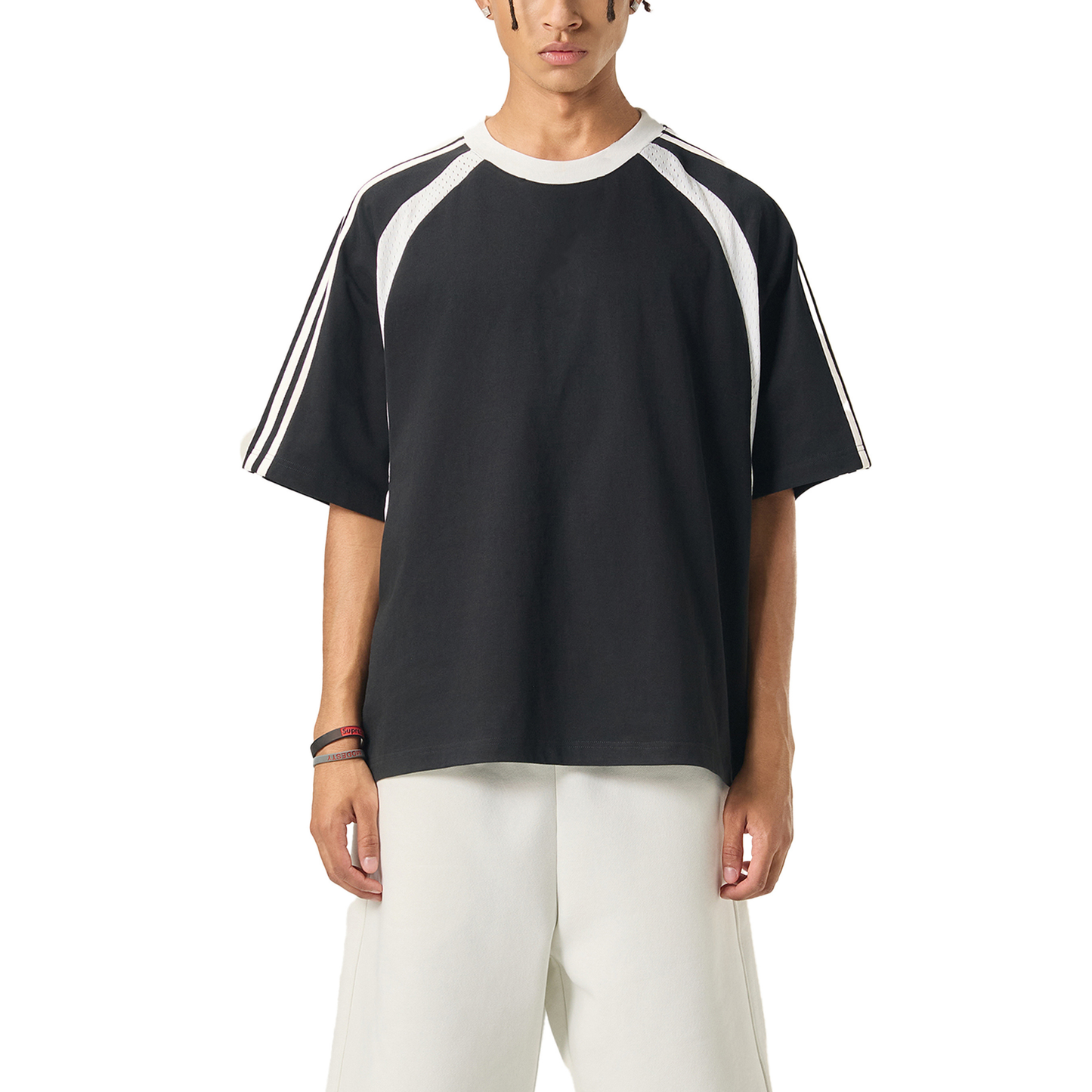 VERTEX CONTRAST STRIPED MESH TEE