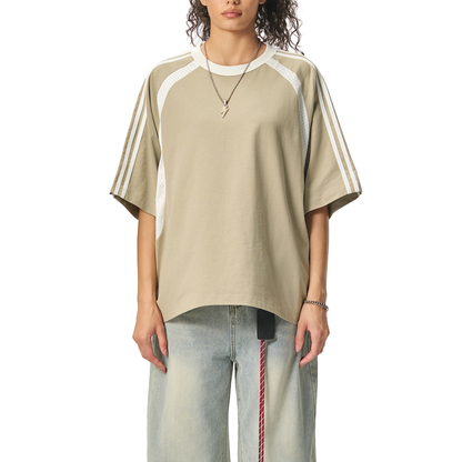 VERTEX CONTRAST STRIPED MESH TEE