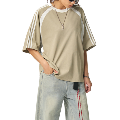 VERTEX CONTRAST STRIPED MESH TEE