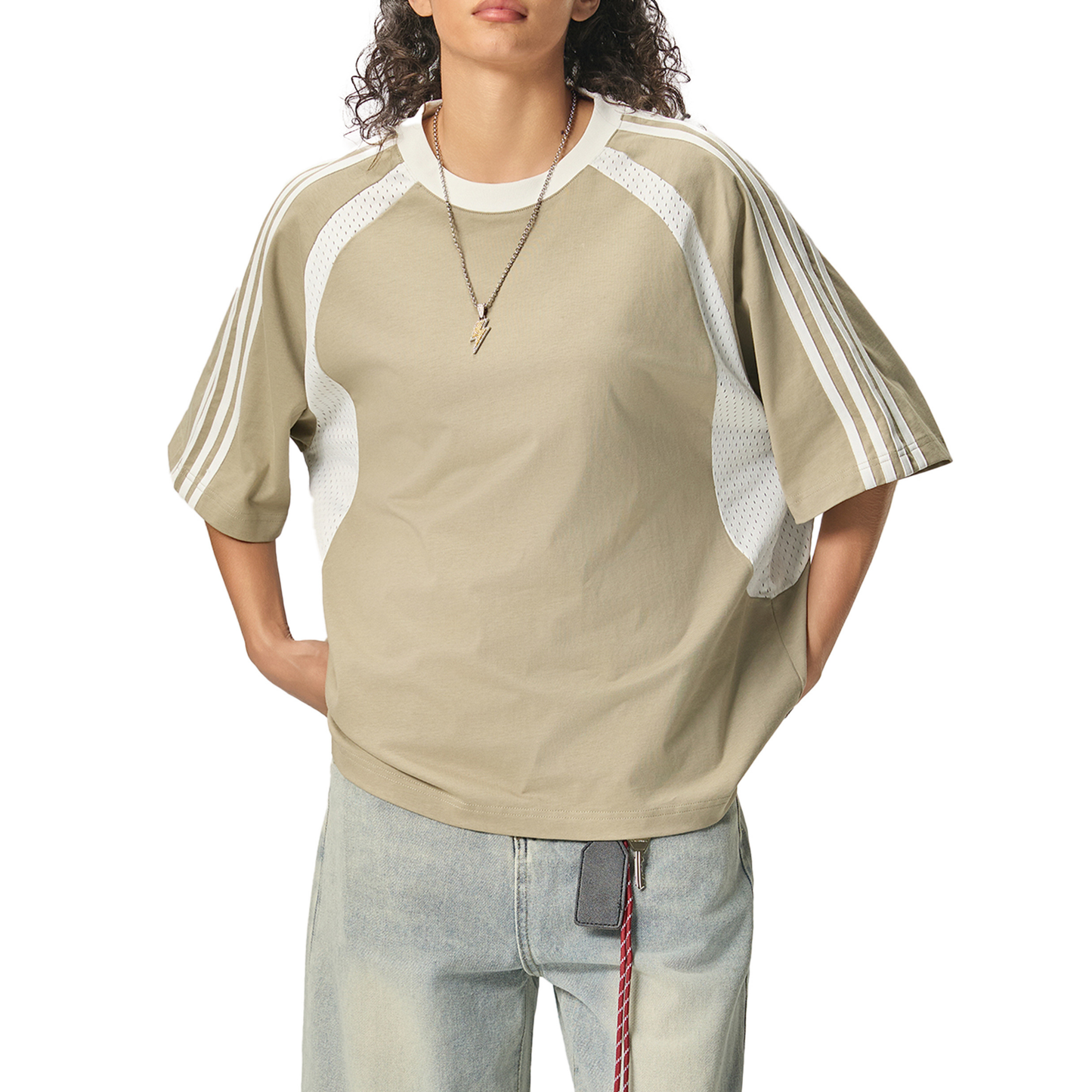 VERTEX CONTRAST STRIPED MESH TEE