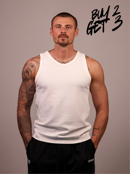 WHITE HEAVYWEIGHT RIBBED TANK